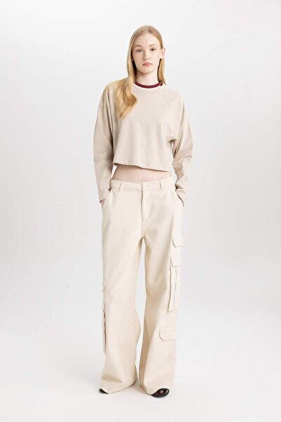 DeFacto Cool Loose Fit Crew Neck Basic μακρυμάνικο μπλουζάκι C4401AX24SP