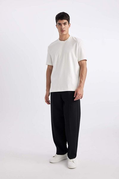 DeFacto Oversize Wide Fit Crew Neck Short Sleeve Heavy Fabric Basic Plain T-Shirt A7808Ax24Sp