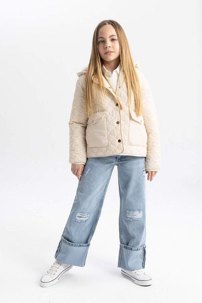DeFacto Girl's Waterproof Hooded Coat B2277A824SP