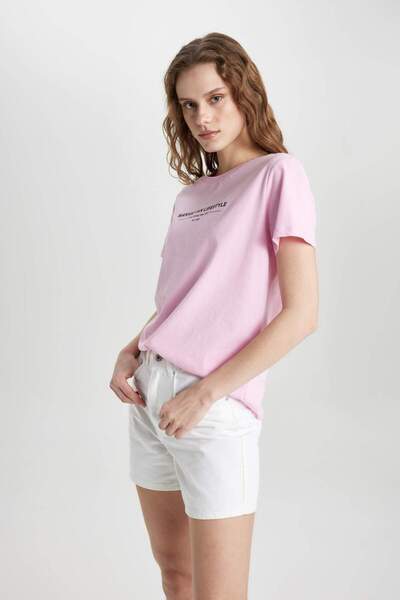 DeFacto Regular Fit Bisiklet Yaka Baskılı Kısa Kollu Tişört C2583AX24SM