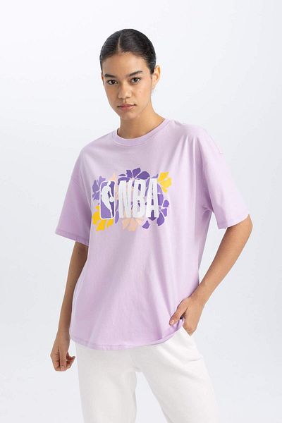DeFacto Tricou cu mânecă scurtă DeFactoFit NBA Wordmark Oversize Wide Fit Crew B3960AX24SP