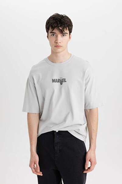 DeFacto Tričko Marvel Logo Only Comfort Fit Crew s krátkým rukávem B5507AX24SP