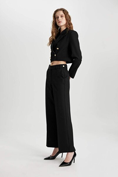 DeFacto High Waist Straight Leg Pants - Straight Fit C3216Ax24Sm