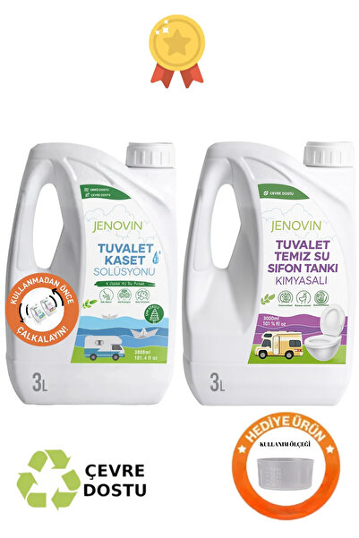Jenovin Sifon Temizliği Karavan & Tekne Kasetli Ve Portatif Tuvalet Wc Atık Kimyasalları Çam Kokulu 3l