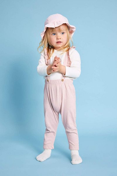DeFacto Baby Girl 2 Piece Set Long Sleeve T-Shirt Crinkle Fabric Salopet B9481A524Sp
