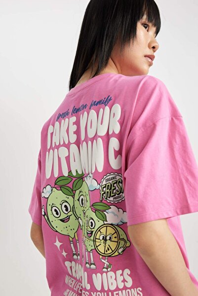 DeFacto Κοντομάνικο μπλουζάκι Unisex Coool Oversize Fit Back Printed B7047ax24sm