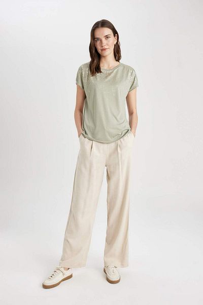DeFacto Crew Neck Printed Short Sleeve T-Shirt C2111Ax24Sp