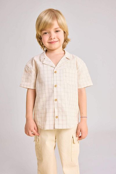 DeFacto Short Sleeve Checkered Shirt for Baby Boy - B9258a5er98mc