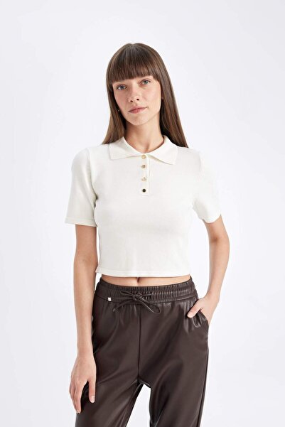 DeFacto Pletené tričko Polo s krátkým rukávem C2043AX24SP