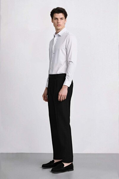 DeFacto Yazlık Kumaş Pileli Pantolon Tailored Regular Fit Normal Kesim Basic Düz Cepli Düz Paça A7273AX24SP