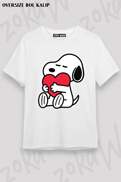 ZOKAWEAR تي شيرت مطبوع عليه شخصية سنوبي فضفاضة للجنسين