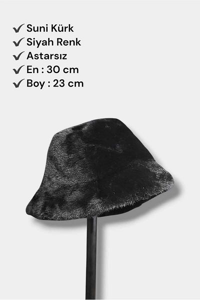 roseberry Black Bucket Model Foldable Soft Plush Women's Hat - R1186