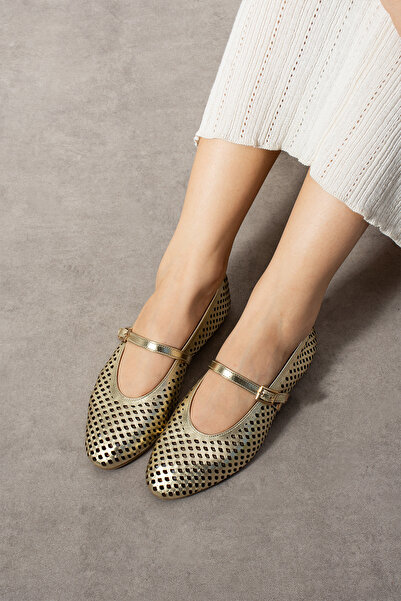 CUCA Balerini de damă casual din piele naturală cu cataramă elastică