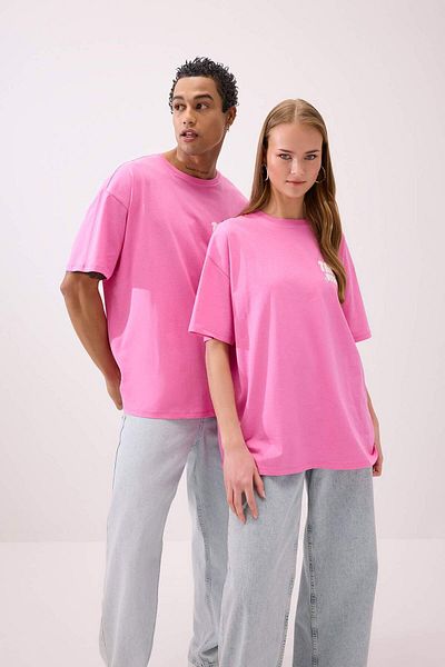 DeFacto Unisex Coool Oversize Fit Back Printed Short Sleeve T-Shirt B7047ax24sm