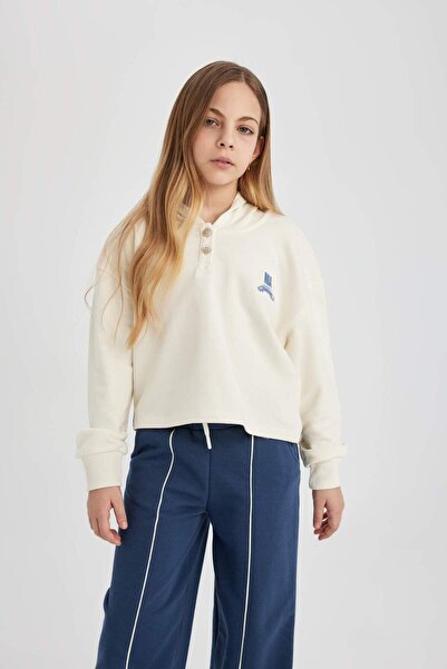 DeFacto Kız Çocuk NBA Wordmark Crop Kapüşonlu Sweatshirt C0804A824SP