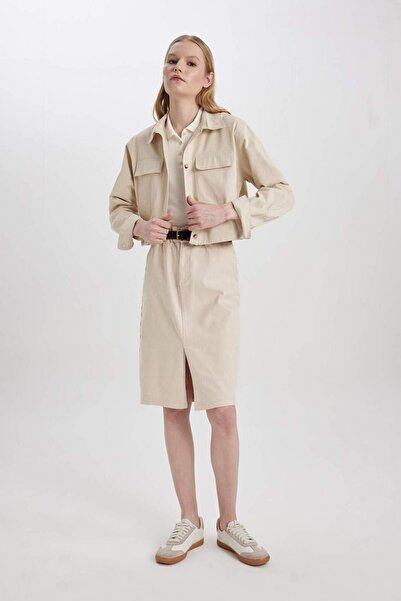 DeFacto Μολύβι Κανονική Μίντι Φούστα Gabardine με σχισμή μέση C2588AX24SP