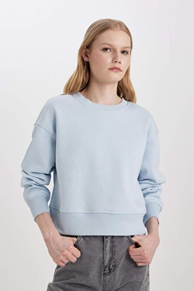 DeFacto Relax Fit Bisiklet Yaka Kalın Basic Düz Sweatshirt B8568AX24SP