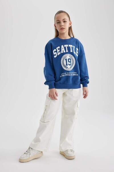 DeFacto Girls Cargo Fit Wide Leg Jean Pants B4956A824Sm