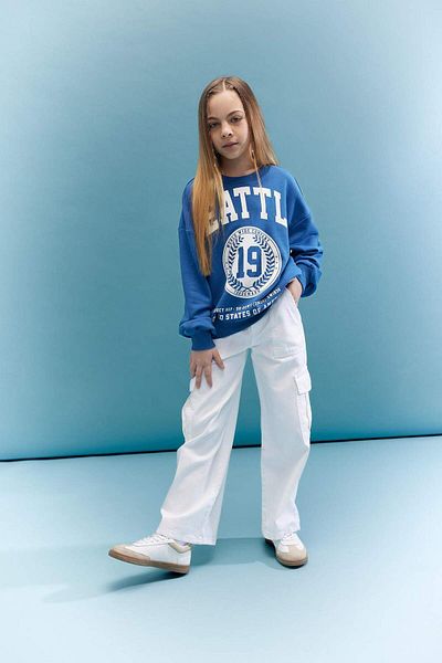 DeFacto Girls Cargo Fit Wide Leg Jean Pants B4956A824Sm