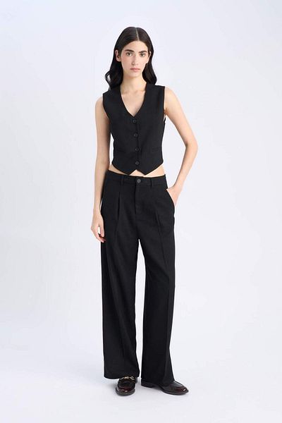 DeFacto V Neck Button Classic Blazer Vest C2026Ax24Sp