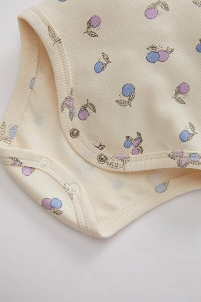 DeFacto Baby Mädchen Obst gemustert Langarm gerippt Camisole Snap Body Bottom 2 Stück Set C2449A524SP