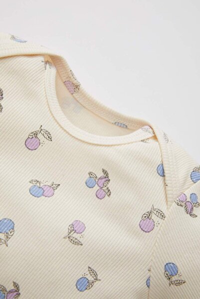 DeFacto Baby Mädchen Obst gemustert Langarm gerippt Camisole Snap Body Bottom 2 Stück Set C2449A524SP