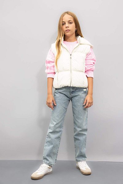 DeFacto Girls Water Repellent Hooded Basic Plain Puffer Vest B2242A824Sp