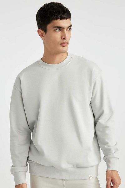 DeFacto Oversize Wide Fit Crew Neck Basic Plain Sweatshirt T5139Az24Sp
