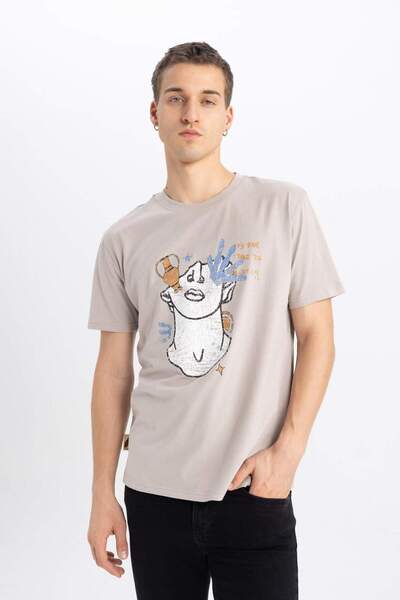 DeFacto Μπλουζάκι με κοντό μανίκι με κανονική εφαρμογή Crew λαιμόκοψη B4318AX24SP