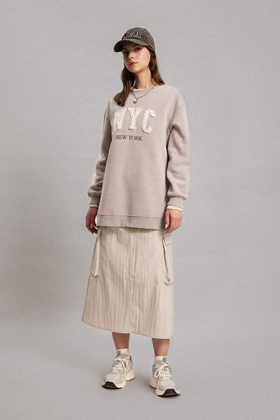 DeFacto Regular Fit Crew Neck Soft Furry Inside Sweatshirt Tunic B9299Ax24Sp