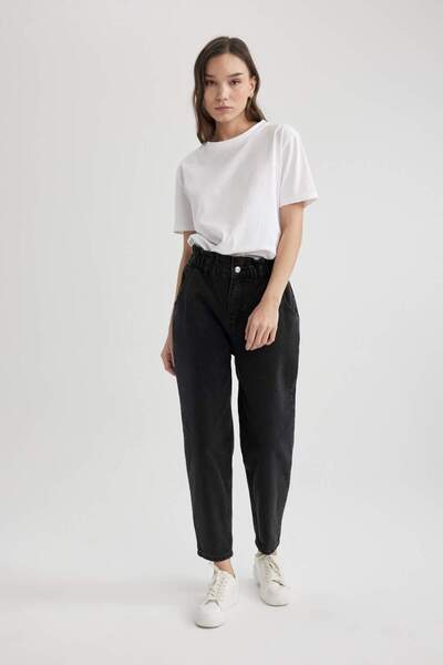 DeFacto Papírzacskó magas derekú könnyű egyenes szárú boka hosszúságú Jean nadrág B8221AX24SP