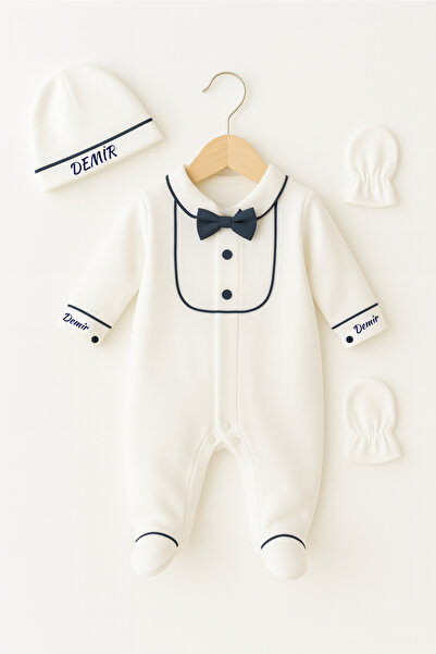 Minytrendy Erkek Bebek İsim Baskılı Yenidoğan Tulum Özel Gün Hastane Çıkışı T...