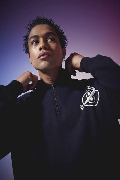 DeFacto Fit Nba Brooklyn Nets Oversize Φαρδιά Εφαρμογή με φερμουάρ όρθιο γιακά πίσω φούτερ με στάμπα B3899ax