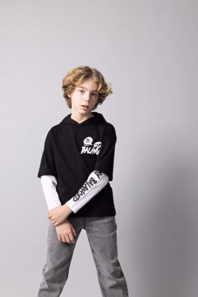 DeFacto Μακρυμάνικο μπλουζάκι με κουκούλα για αγόρια B6478A824SP