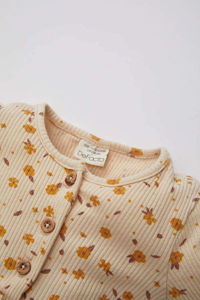 DeFacto Baby Girl Patterned Long Sleeve Ribbed Camisole Dress C2641A524Sp