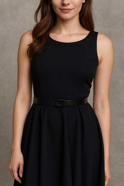 GLOW LUXE Black Belt with Stylish Buckle