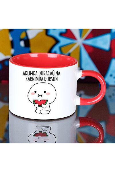 Solid Baskı Stüdyosu Komik Sözlü Porselen Fincan- Eğlence Temalı Sapı Ve İçi ...