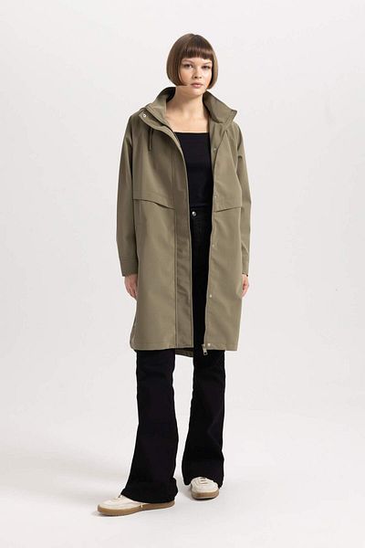 DeFacto Water Repellent Regular Fit Hooded Long Raincoat A6244Ax24Sp