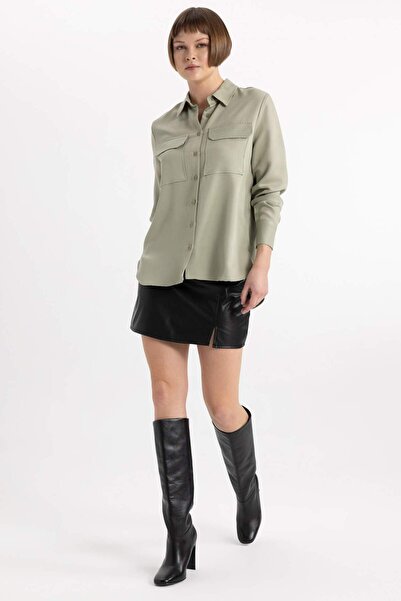 DeFacto Regular Fit Dokulu Uzun Kollu Gömlek T6889AZ24SP