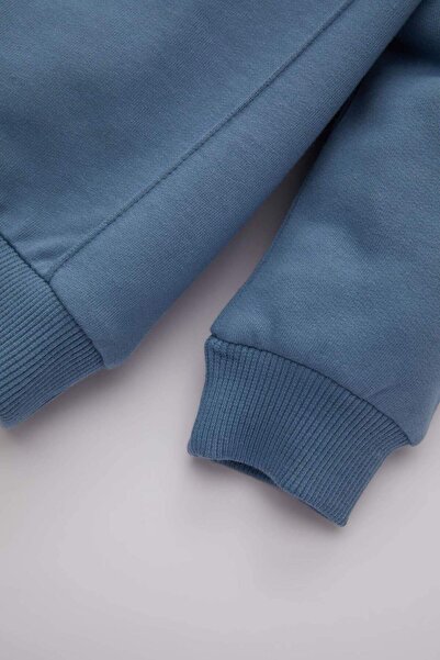 DeFacto Erkek Bebek 2li Takım Bisiklet Yaka Baskılı Sweatshirt Beli Lastikli Eşofman Altı B3175A524SP
