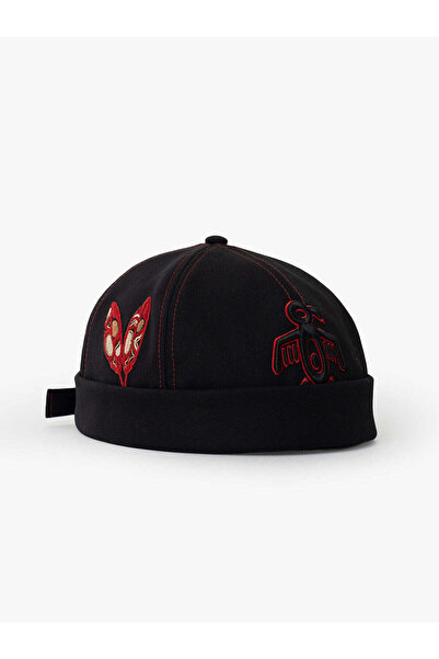 RustandRich Kadın Erkek Siyah/kırmızı Şapka The Indians Collection Red Indian Docker