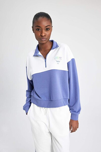 DeFacto DeFactoFit NBA Chicago Bulls Світшот з напівзастібкою та стоячим коміром B3943AX24SP