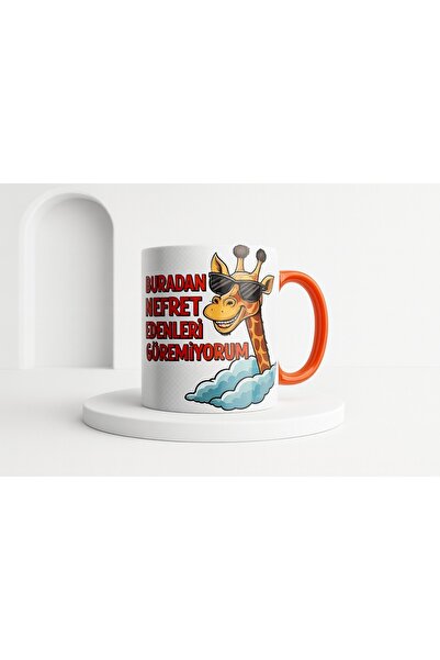 Solid Baskı Stüdyosu Komik Sözlü Porselen Kupa Bardak - Zürafa Figürlü BURADA...
