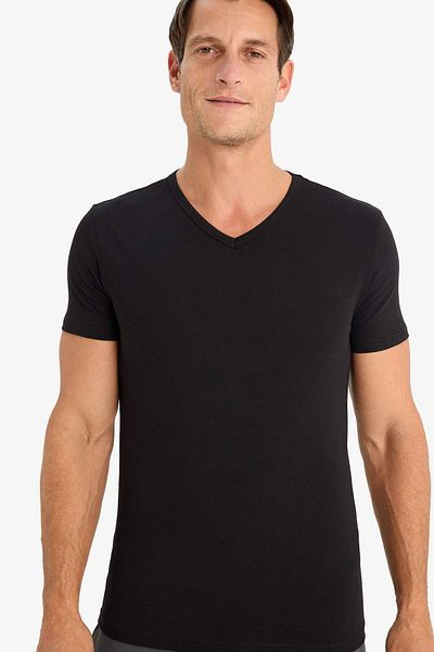 DeFacto Top cu mânecă scurtă cu decolteu în V Slim Fit L4884az24sm
