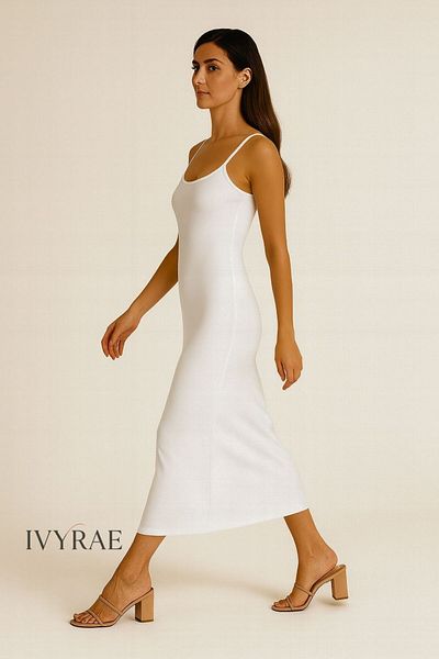 IVYRAE Women's Bamboo Long Petticoat with Adjustable Straps Breathable Slim Fit Underwear Skin Color