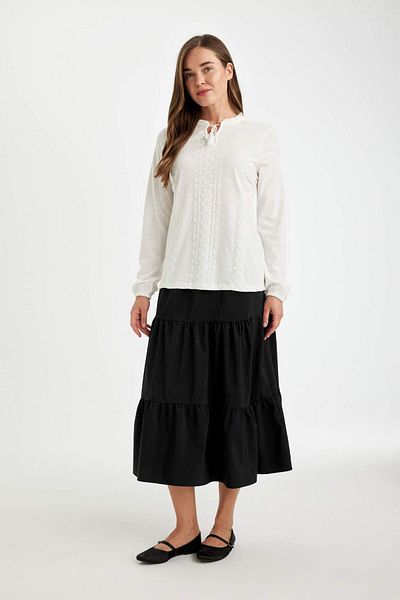 DeFacto Regular Fit Puff Printed Flared Cotton Long Sleeve T-Shirt C0195Ax24Sp