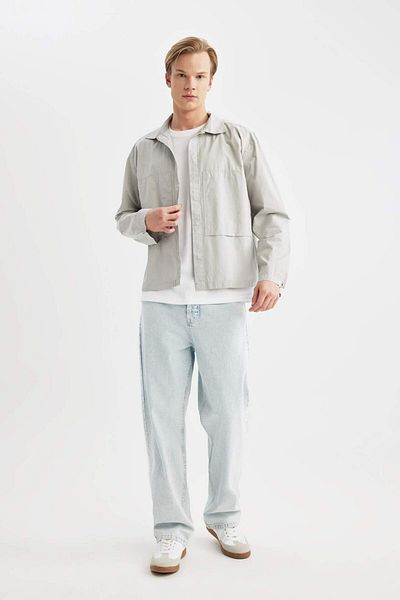 DeFacto 100% Cotton Relax Fit Long Sleeve Parachute Shirt B8854Ax24Sp