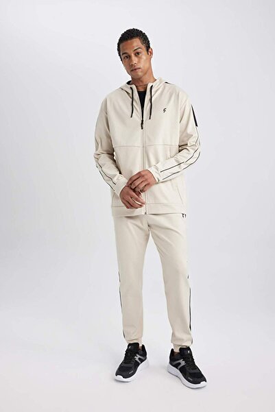 DeFacto Defactofit Standard Fit Regular Cut Skuba Diver Fabric Hooded Sports Zipper Sweatshirt B4535A