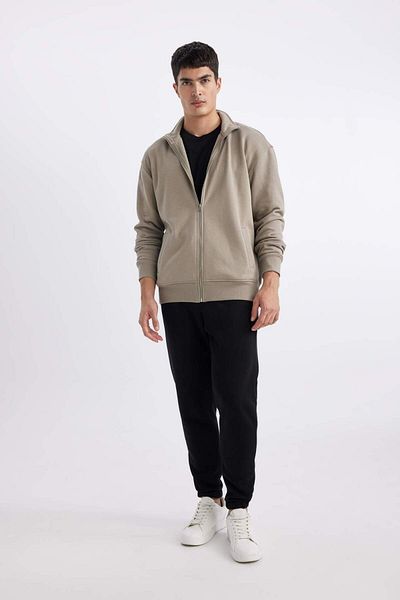 DeFacto Comfort Regular Fit Comfortable Fit Stand Collar Pocket Basic Plain Zippered Sweatshirt A5276Ax24Sp