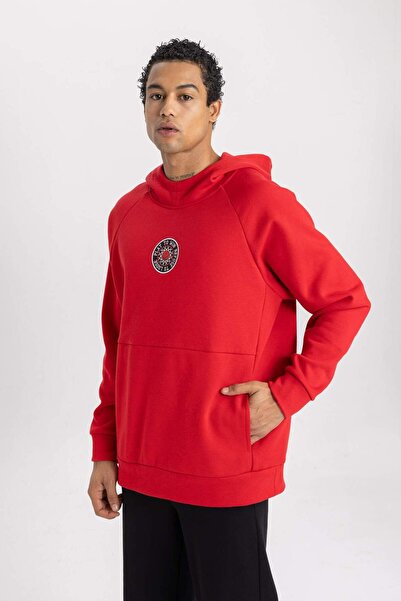 DeFacto Defactofit Oversize Wide Fit Printed Hooded Thick Sweatshirt B4485Ax24Sp